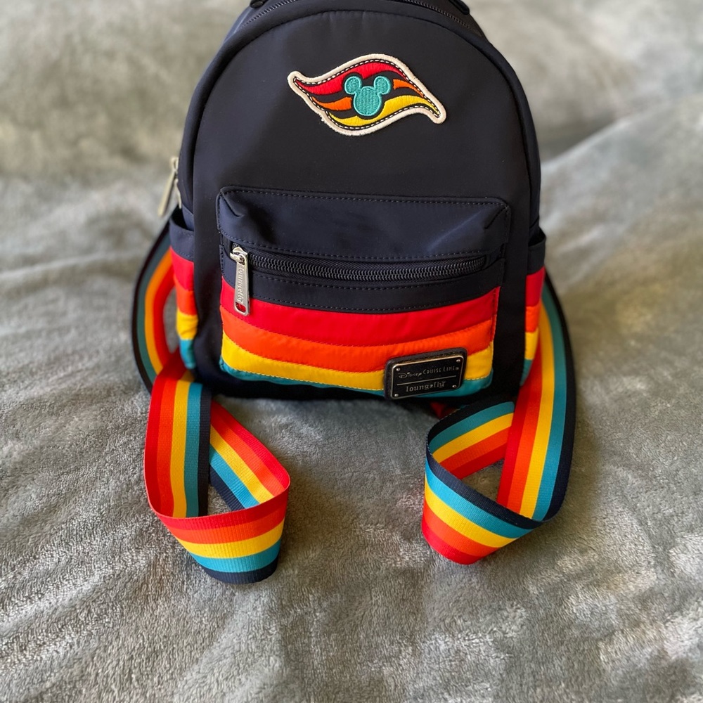 Disney Cruise Line x Loungefly Mini Backpack – Rainbow Straps (12”) - Picture 3 of 9